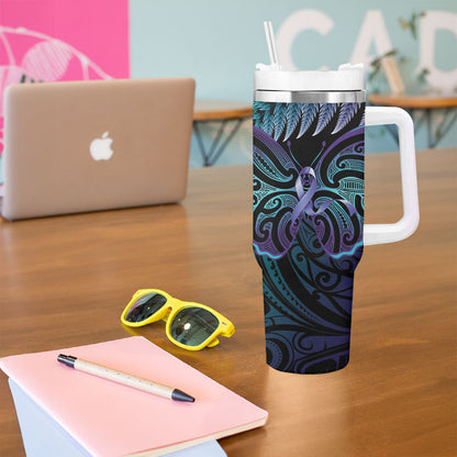 Suicide Prevention New Zealand Tumbler With Handle Aotearoa Maori Butterfly Mix Silver Fern