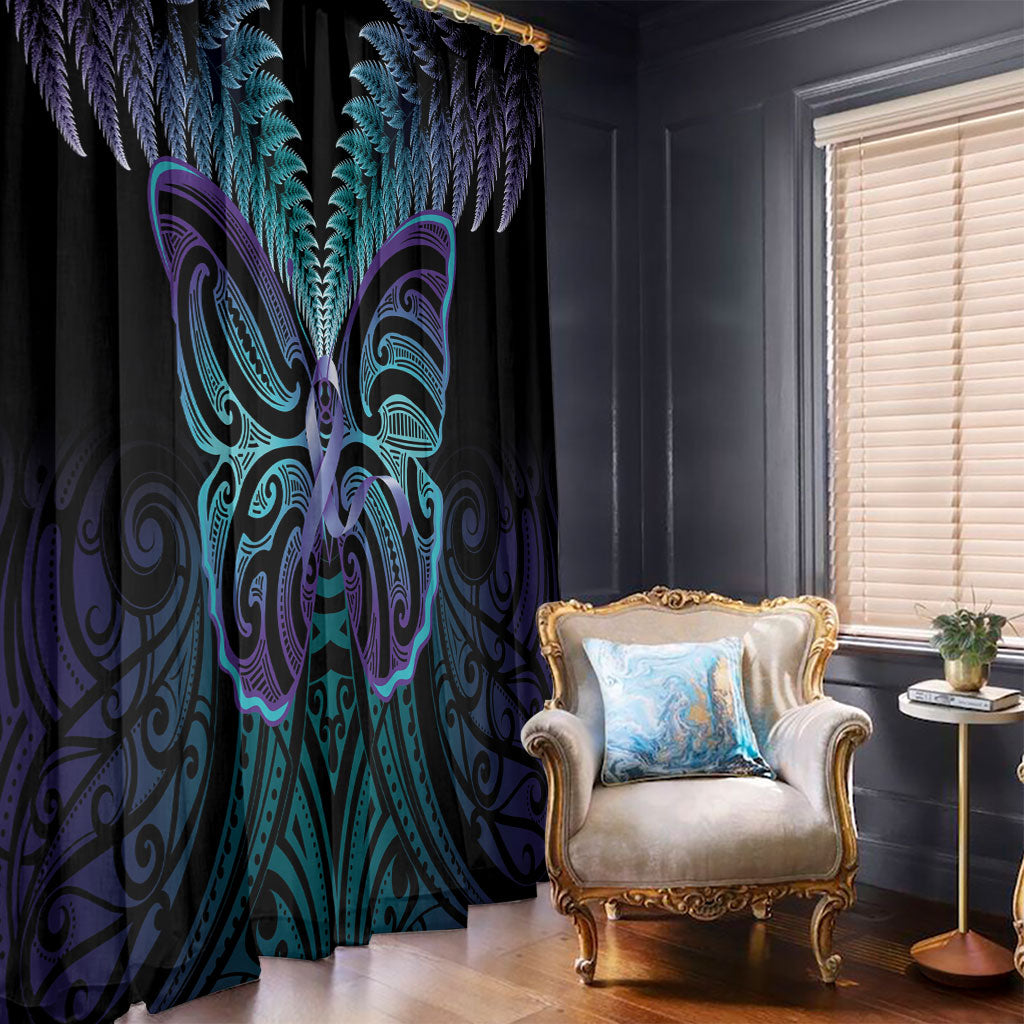 Suicide Prevention New Zealand Window Curtain Aotearoa Maori Butterfly Mix Silver Fern