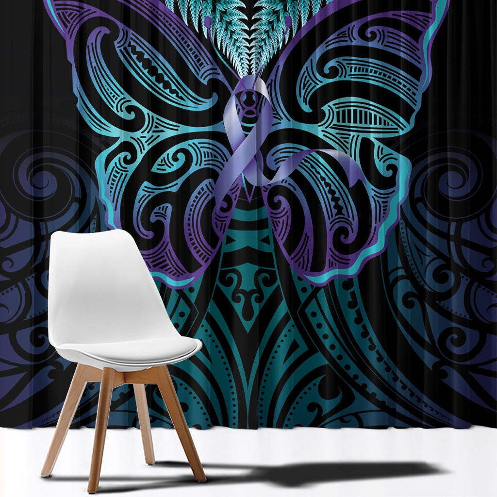 Suicide Prevention New Zealand Window Curtain Aotearoa Maori Butterfly Mix Silver Fern