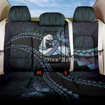 Personalised Polynesia Suicide Prevention Month Back Car Seat Cover Brave Strong Butterfly Teal Purple Ribbon