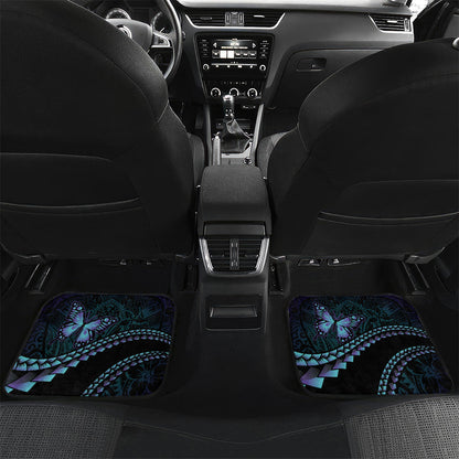 Personalised Polynesia Suicide Prevention Month Car Mats Brave Strong Butterfly Teal Purple Ribbon