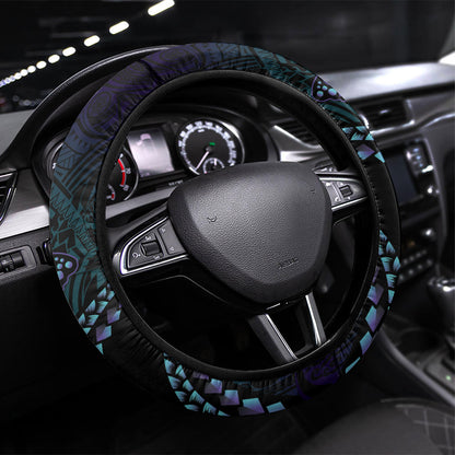 Polynesia Suicide Prevention Month Steering Wheel Cover Brave Strong Butterfly Teal Purple Ribbon