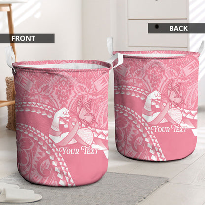 Personalised Polynesia Breast Cancer Support Laundry Basket Brave Strong Butterfly Pink Ribbon