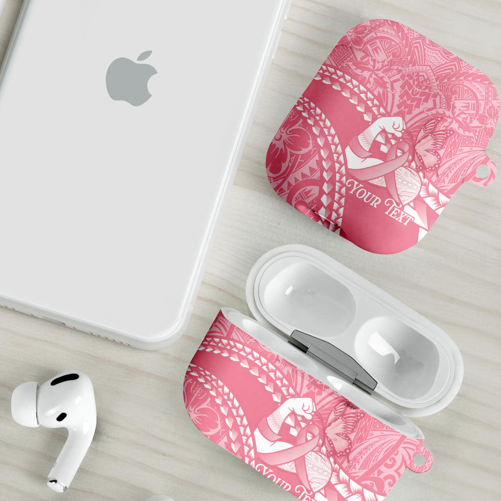 Personalised Polynesia Breast Cancer Support AirPods Case Brave Strong Butterfly Pink Ribbon
