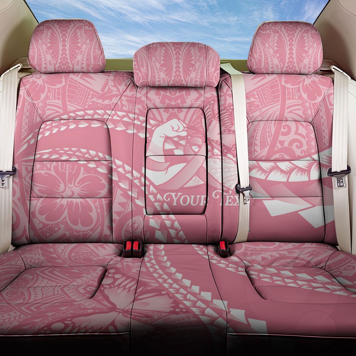 Personalised Polynesia Breast Cancer Support Back Car Seat Cover Brave Strong Butterfly Pink Ribbon