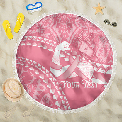 Personalised Polynesia Breast Cancer Support Beach Blanket Brave Strong Butterfly Pink Ribbon