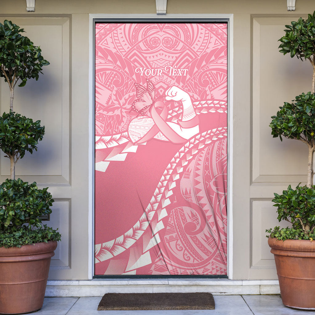 Personalised Polynesia Breast Cancer Support Door Cover Brave Strong Butterfly Pink Ribbon