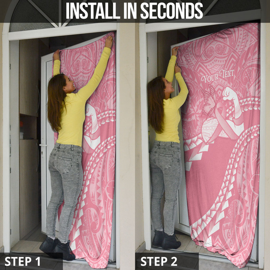 Personalised Polynesia Breast Cancer Support Door Cover Brave Strong Butterfly Pink Ribbon