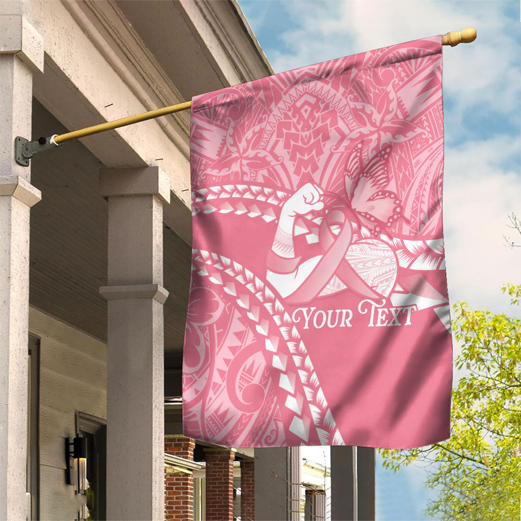 Personalised Polynesia Breast Cancer Support Garden Flag Brave Strong Butterfly Pink Ribbon