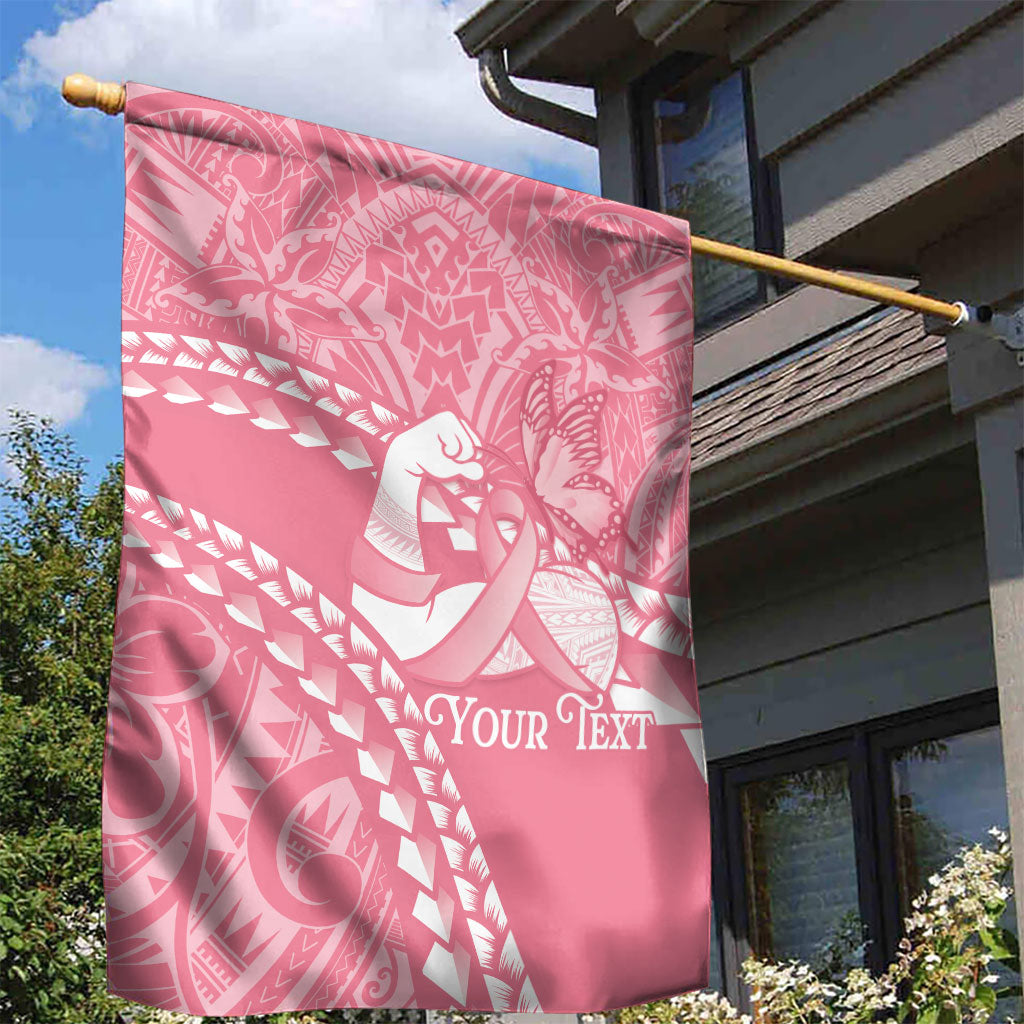 Personalised Polynesia Breast Cancer Support Garden Flag Brave Strong Butterfly Pink Ribbon