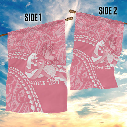 Personalised Polynesia Breast Cancer Support Garden Flag Brave Strong Butterfly Pink Ribbon