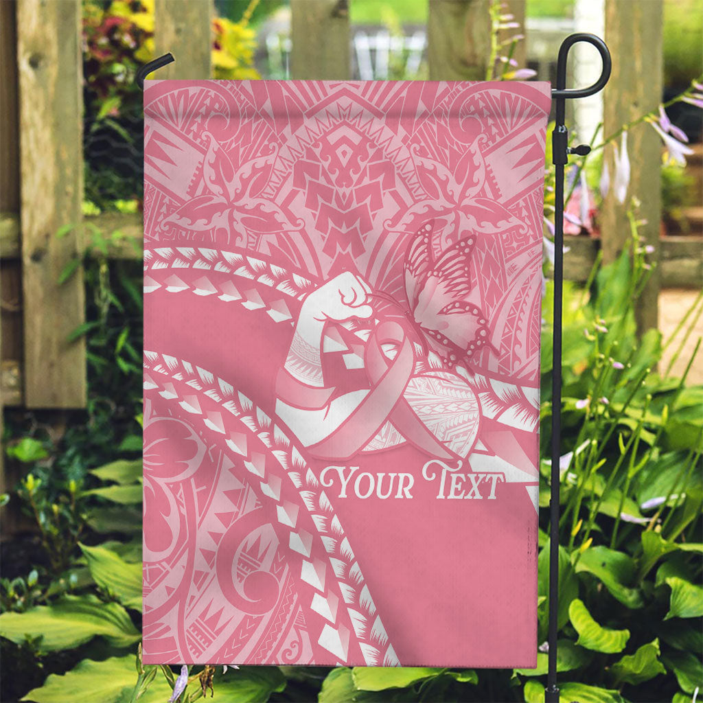 Personalised Polynesia Breast Cancer Support Garden Flag Brave Strong Butterfly Pink Ribbon