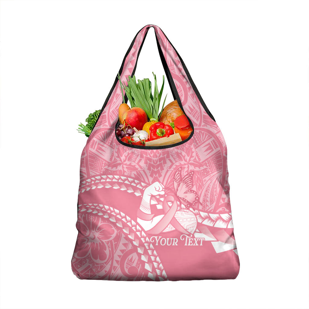 Personalised Polynesia Breast Cancer Support Grocery Bag Brave Strong Butterfly Pink Ribbon