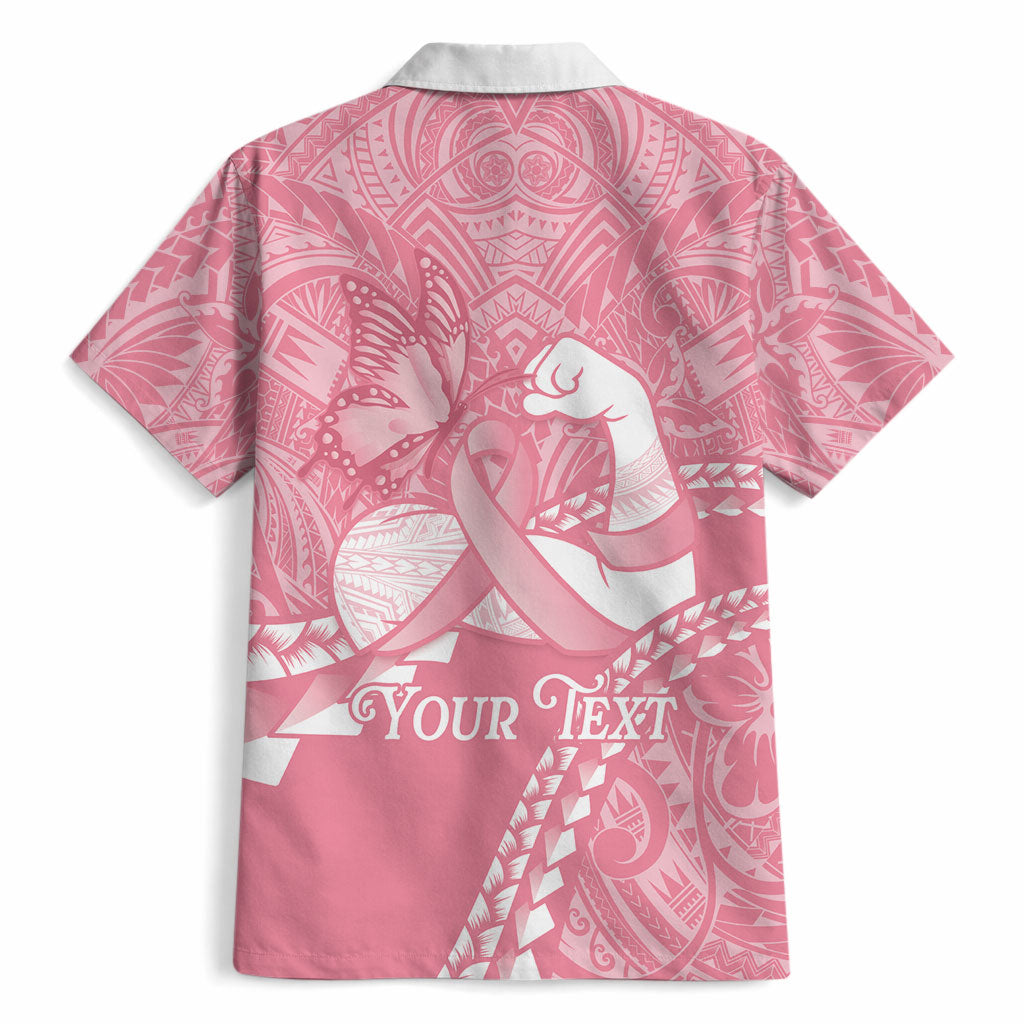 Personalised Polynesia Breast Cancer Support Hawaiian Shirt Brave Strong Butterfly Pink Ribbon