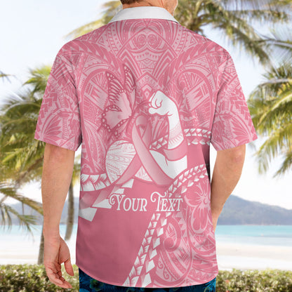 Personalised Polynesia Breast Cancer Support Hawaiian Shirt Brave Strong Butterfly Pink Ribbon