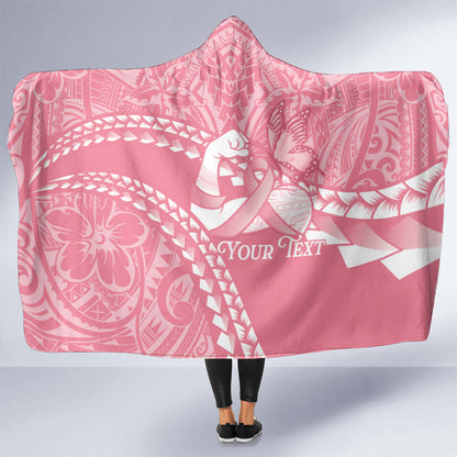 Personalised Polynesia Breast Cancer Support Hooded Blanket Brave Strong Butterfly Pink Ribbon