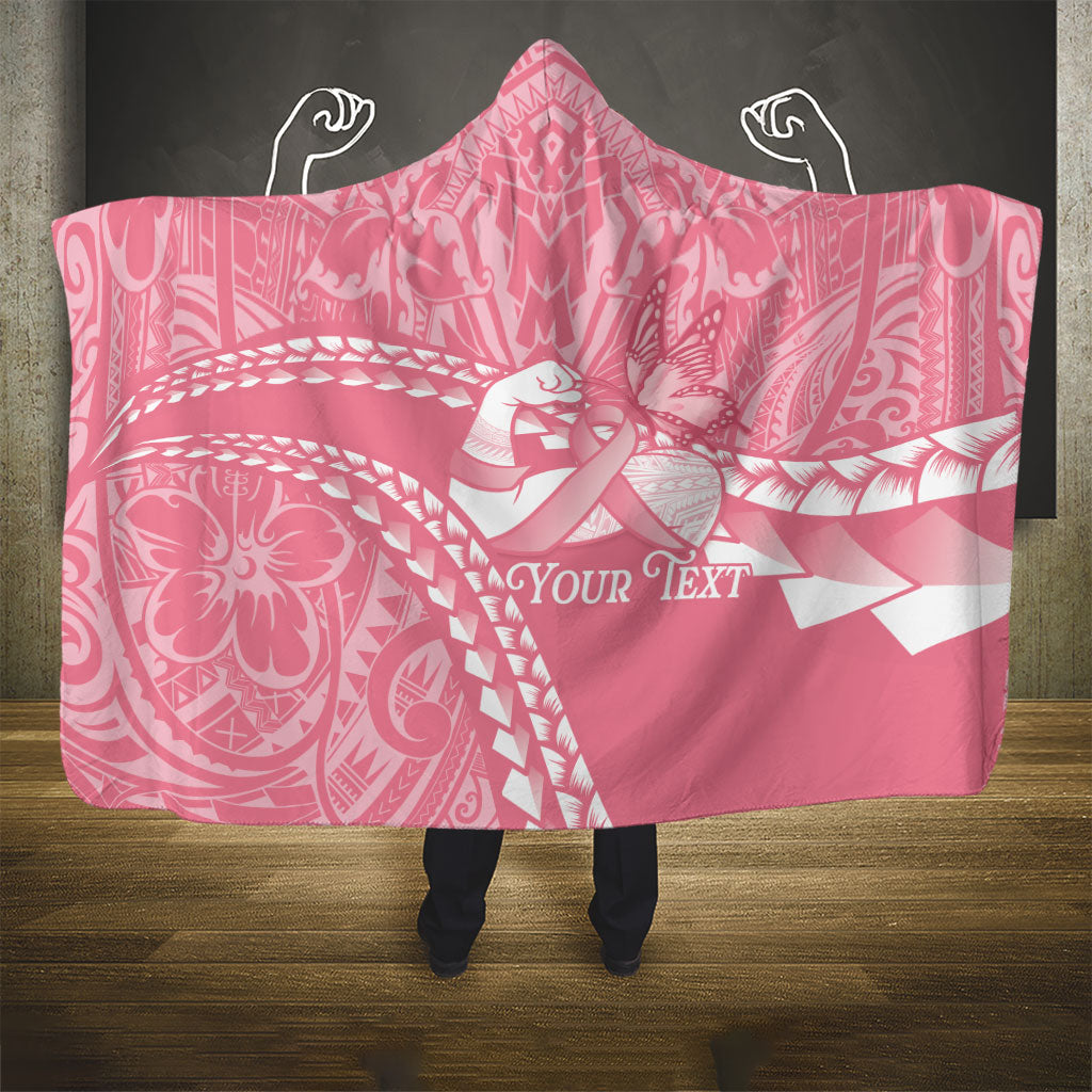 Personalised Polynesia Breast Cancer Support Hooded Blanket Brave Strong Butterfly Pink Ribbon