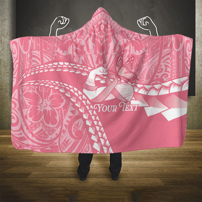 Personalised Polynesia Breast Cancer Support Hooded Blanket Brave Strong Butterfly Pink Ribbon