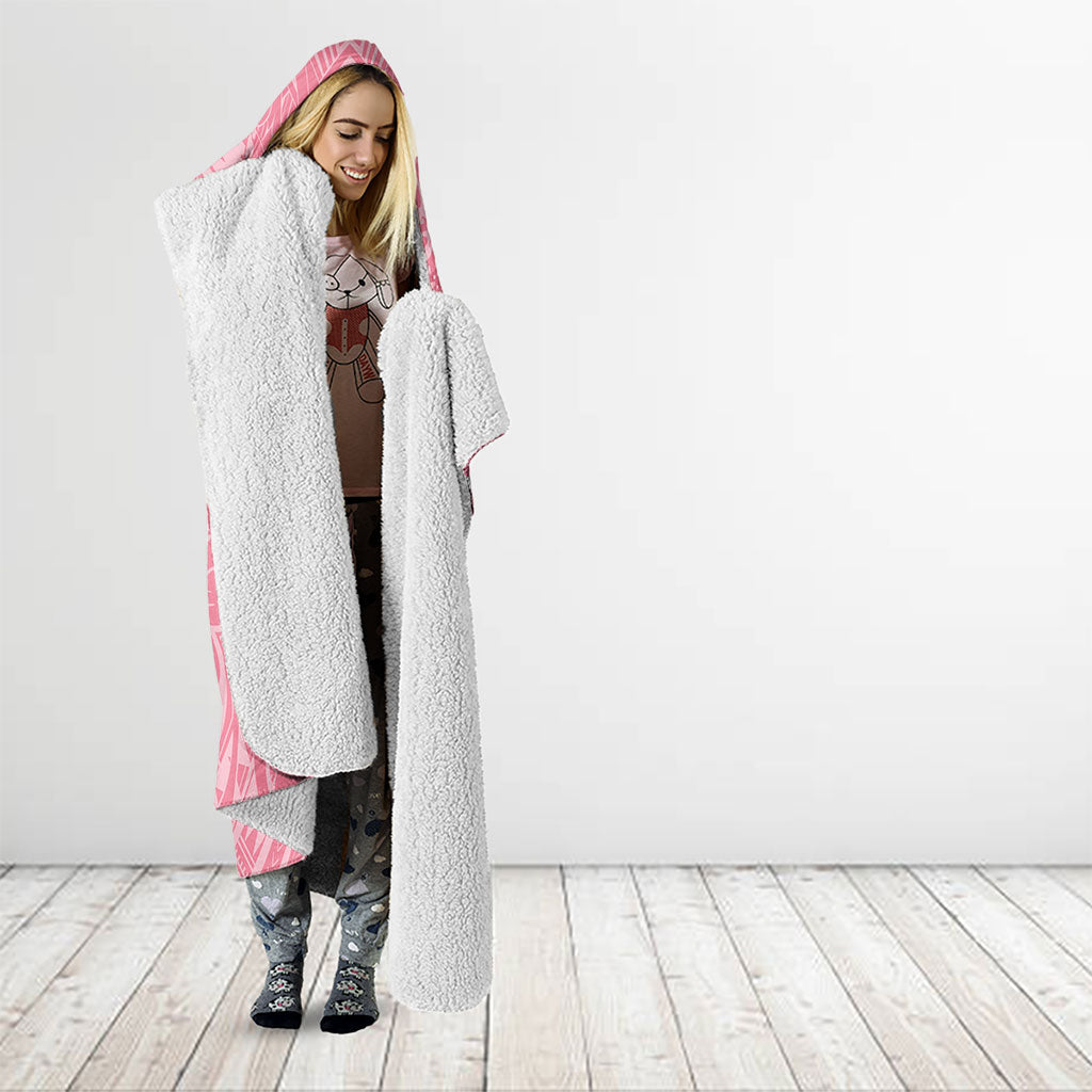 Personalised Polynesia Breast Cancer Support Hooded Blanket Brave Strong Butterfly Pink Ribbon