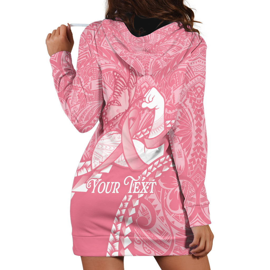 Personalised Polynesia Breast Cancer Support Hoodie Dress Brave Strong Butterfly Pink Ribbon