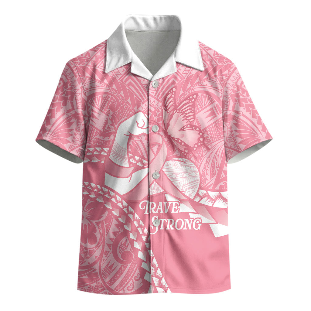 Personalised Polynesia Breast Cancer Support Kid Hawaiian Shirt Brave Strong Butterfly Pink Ribbon