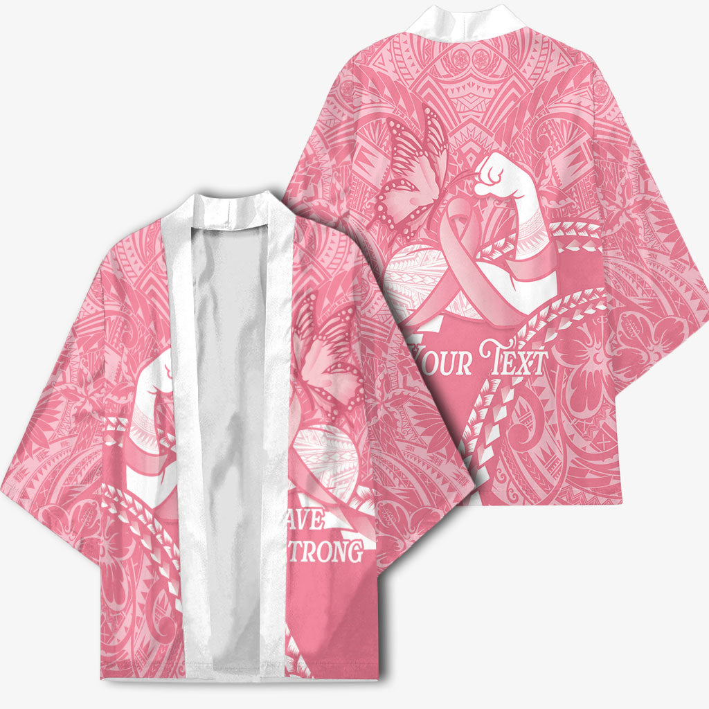 Personalised Polynesia Breast Cancer Support Kimono Brave Strong Butterfly Pink Ribbon