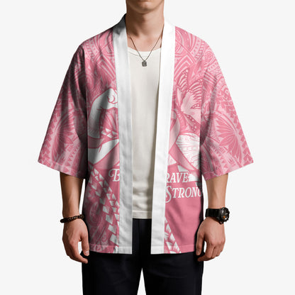 Personalised Polynesia Breast Cancer Support Kimono Brave Strong Butterfly Pink Ribbon