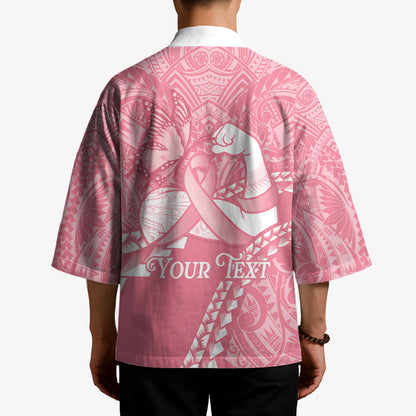 Personalised Polynesia Breast Cancer Support Kimono Brave Strong Butterfly Pink Ribbon