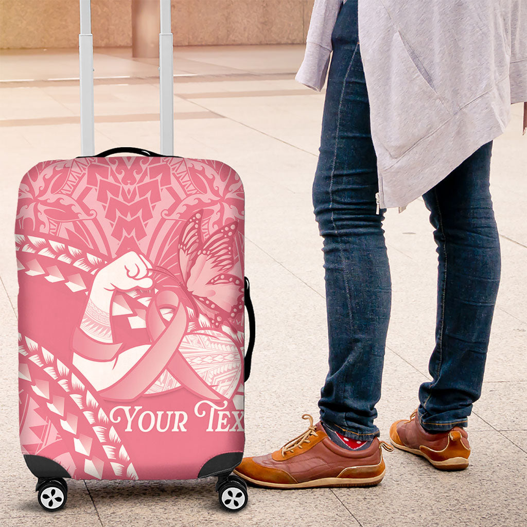 Personalised Polynesia Breast Cancer Support Luggage Cover Brave Strong Butterfly Pink Ribbon