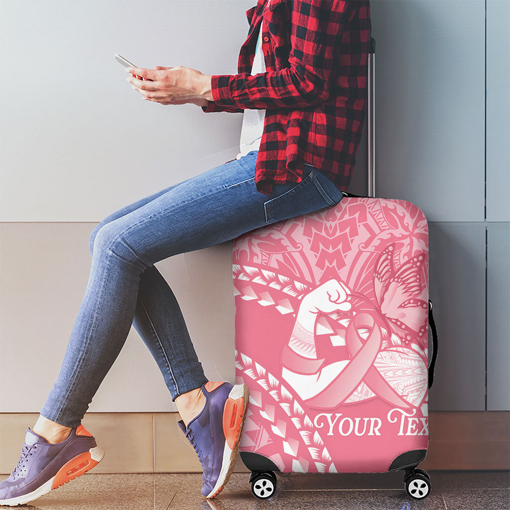 Personalised Polynesia Breast Cancer Support Luggage Cover Brave Strong Butterfly Pink Ribbon