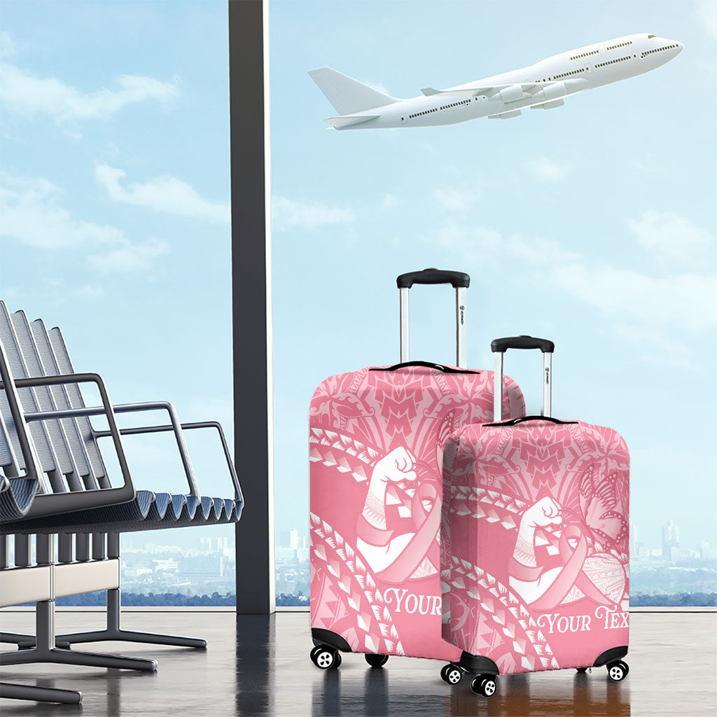 Personalised Polynesia Breast Cancer Support Luggage Cover Brave Strong Butterfly Pink Ribbon