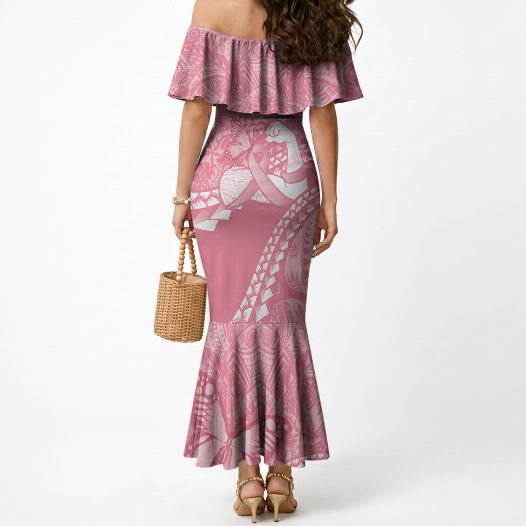 Personalised Polynesia Breast Cancer Support Mermaid Dress Brave Strong Butterfly Pink Ribbon