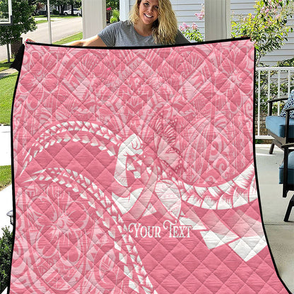 Personalised Polynesia Breast Cancer Support Quilt Brave Strong Butterfly Pink Ribbon
