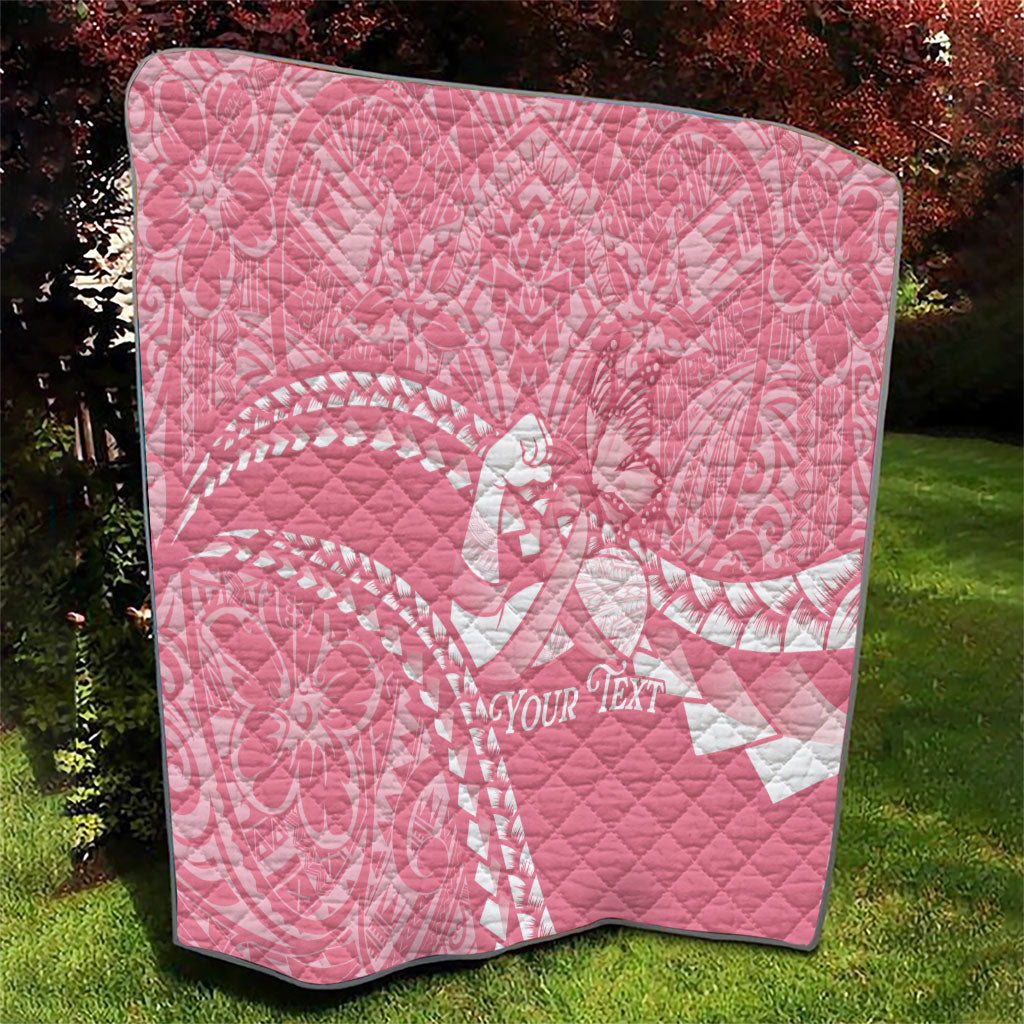 Personalised Polynesia Breast Cancer Support Quilt Brave Strong Butterfly Pink Ribbon