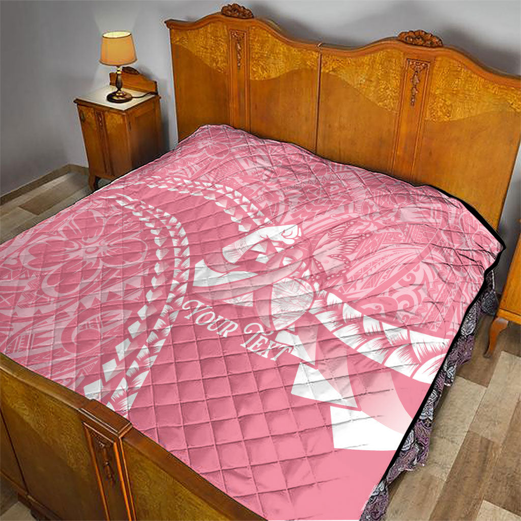 Personalised Polynesia Breast Cancer Support Quilt Brave Strong Butterfly Pink Ribbon