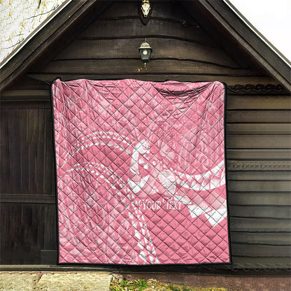 Personalised Polynesia Breast Cancer Support Quilt Brave Strong Butterfly Pink Ribbon