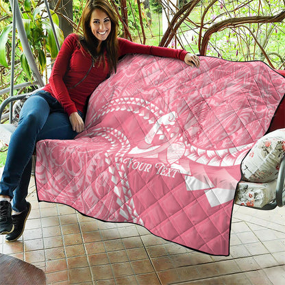 Personalised Polynesia Breast Cancer Support Quilt Brave Strong Butterfly Pink Ribbon