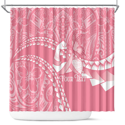 Personalised Polynesia Breast Cancer Support Shower Curtain Brave Strong Butterfly Pink Ribbon
