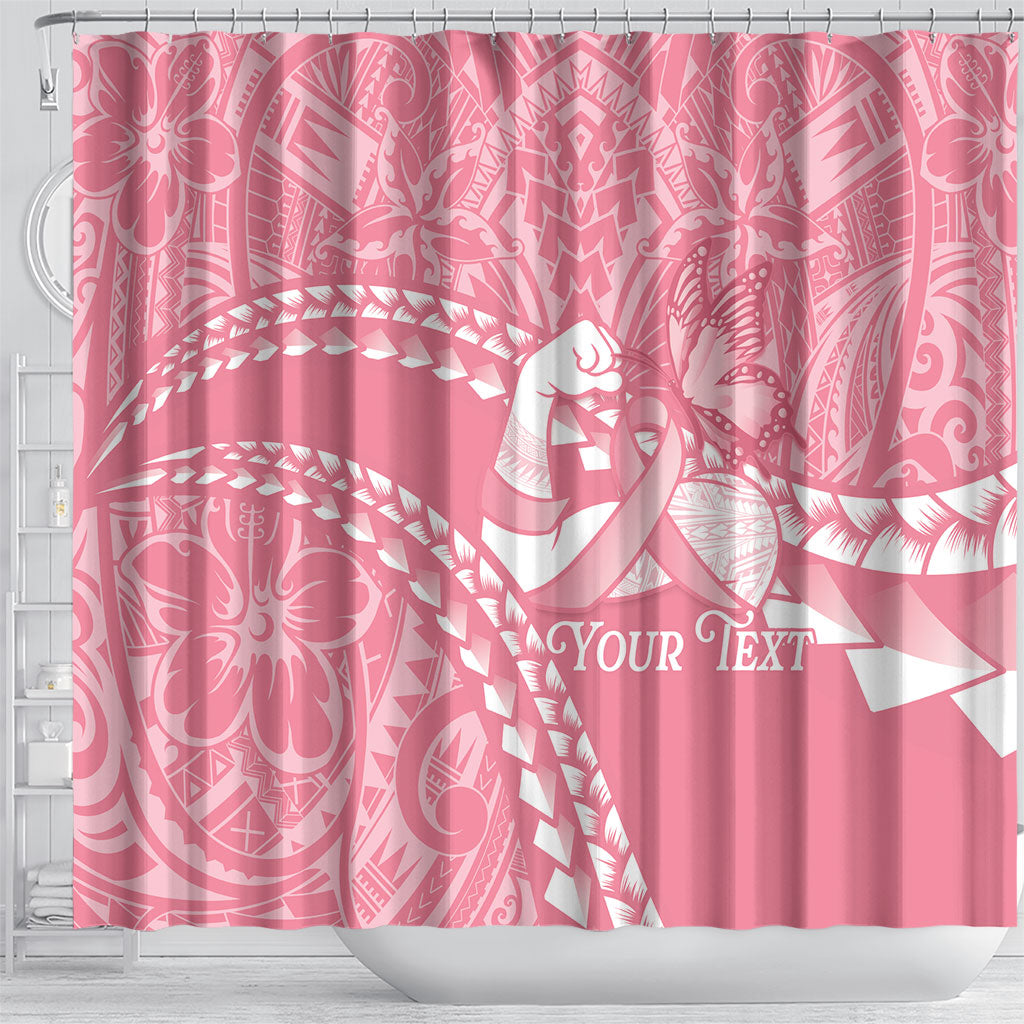 Personalised Polynesia Breast Cancer Support Shower Curtain Brave Strong Butterfly Pink Ribbon