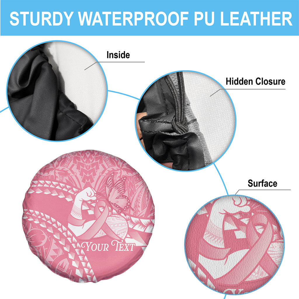 Personalised Polynesia Breast Cancer Support Spare Tire Cover Brave Strong Butterfly Pink Ribbon