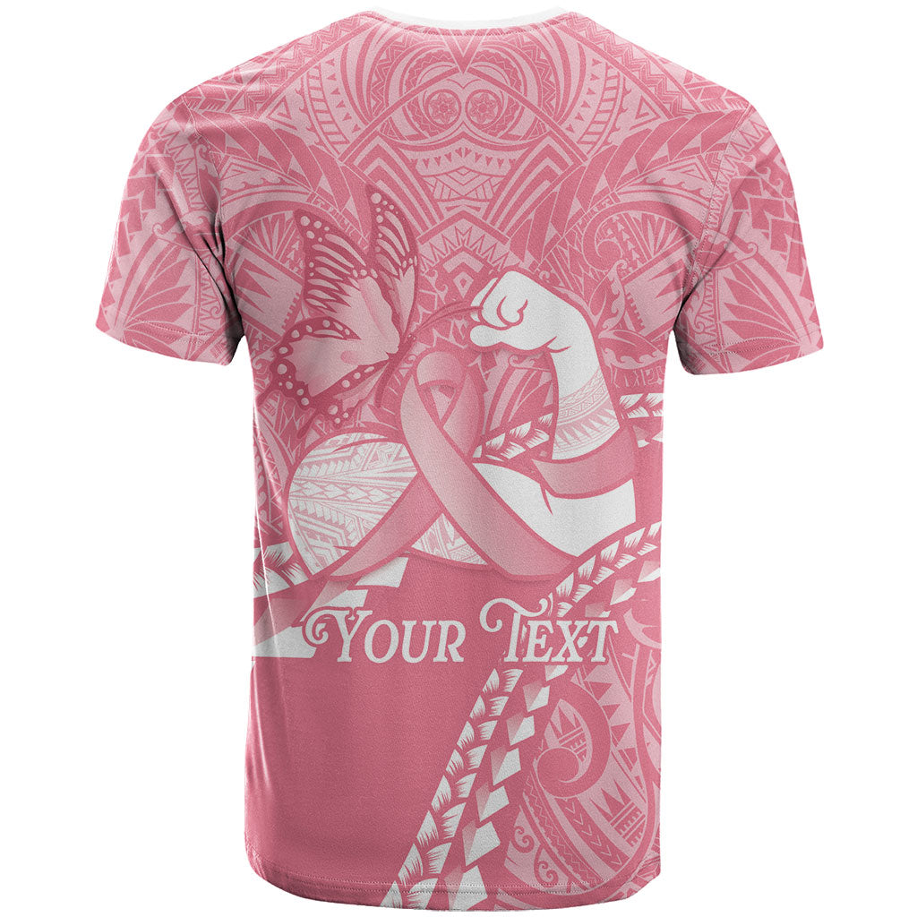 Personalised Polynesia Breast Cancer Support T Shirt Brave Strong Butterfly Pink Ribbon