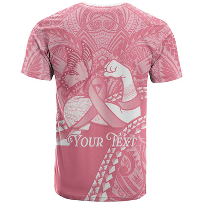 Personalised Polynesia Breast Cancer Support T Shirt Brave Strong Butterfly Pink Ribbon