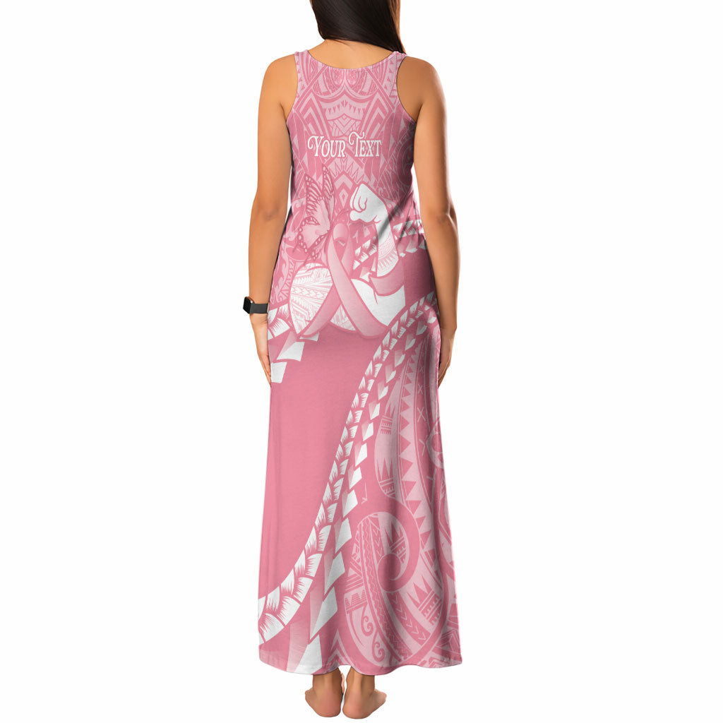 Personalised Polynesia Breast Cancer Support Tank Maxi Dress Brave Strong Butterfly Pink Ribbon