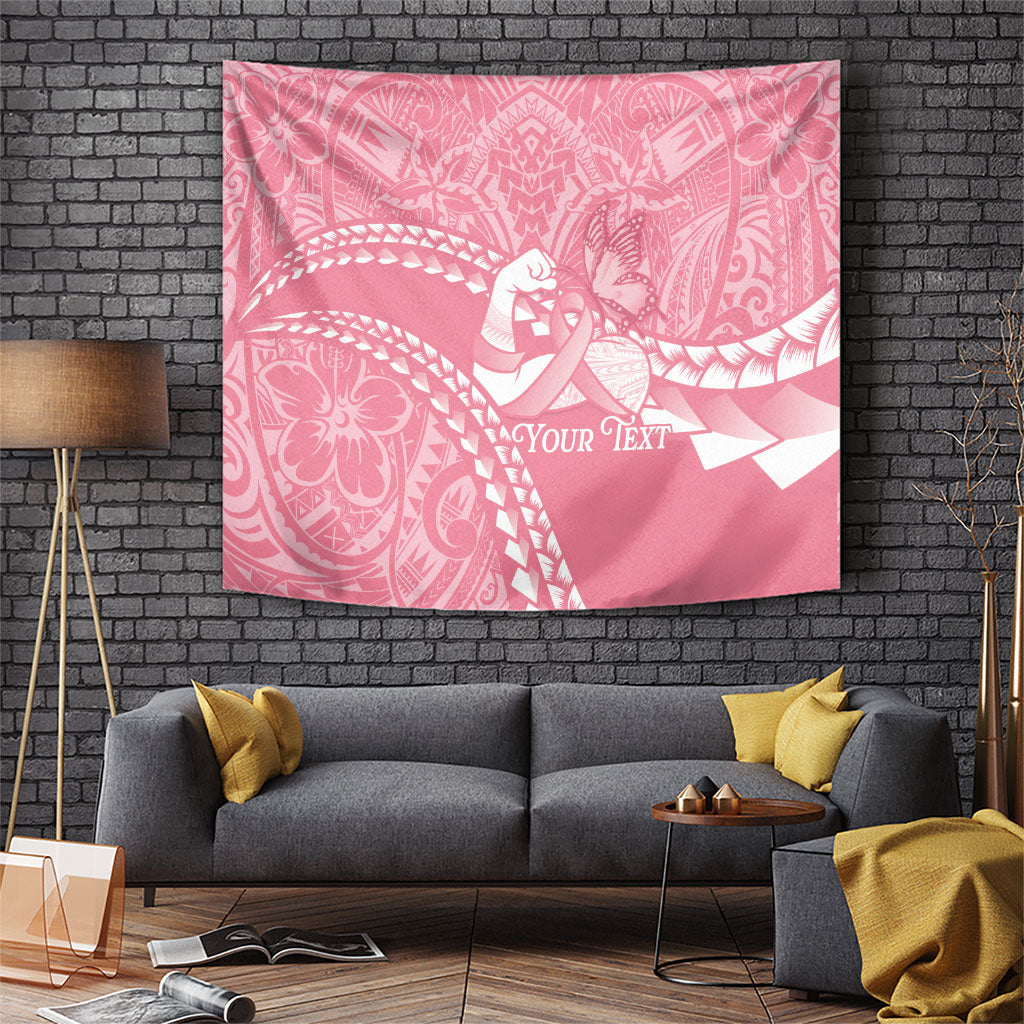 Personalised Polynesia Breast Cancer Support Tapestry Brave Strong Butterfly Pink Ribbon