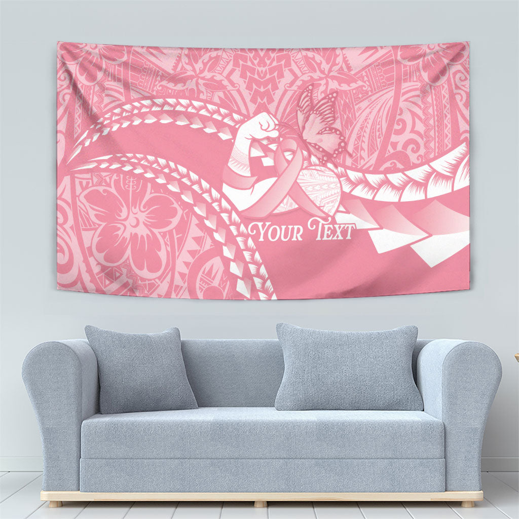Personalised Polynesia Breast Cancer Support Tapestry Brave Strong Butterfly Pink Ribbon