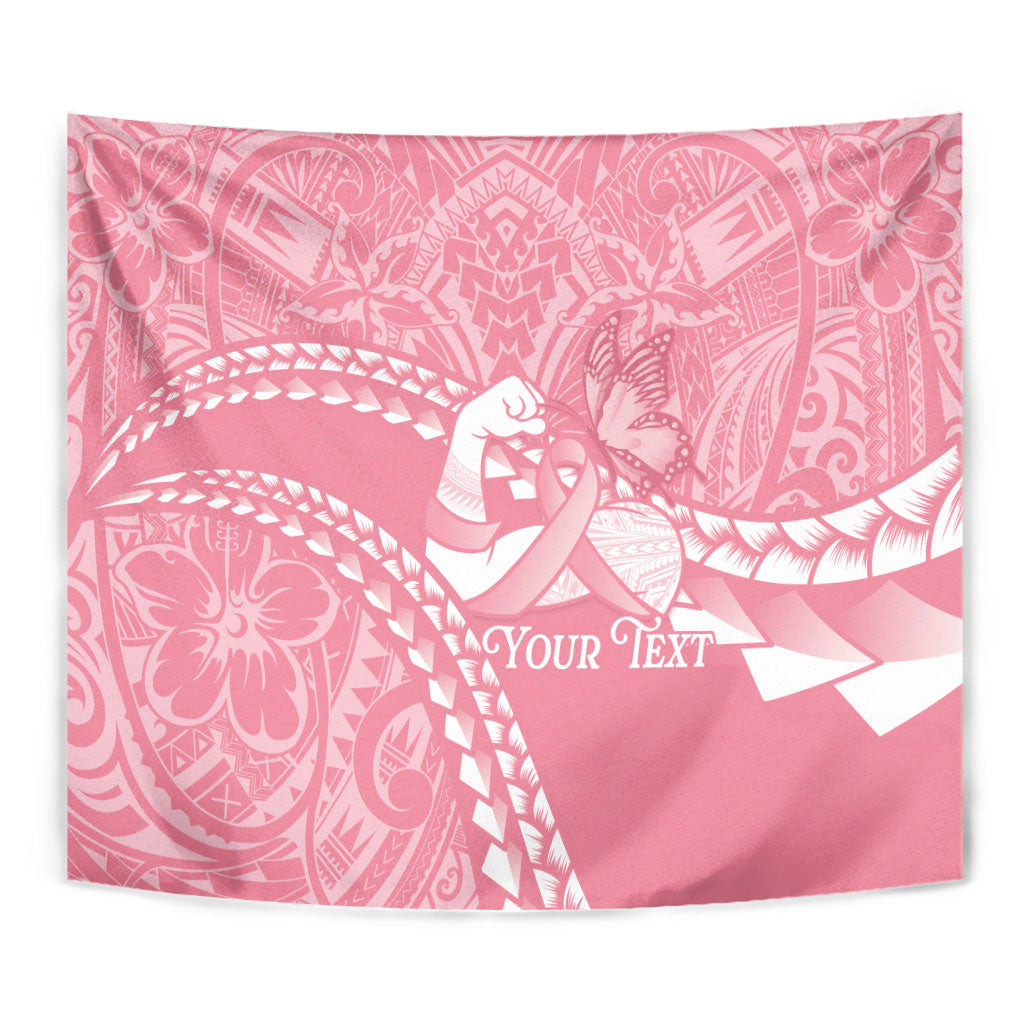 Personalised Polynesia Breast Cancer Support Tapestry Brave Strong Butterfly Pink Ribbon