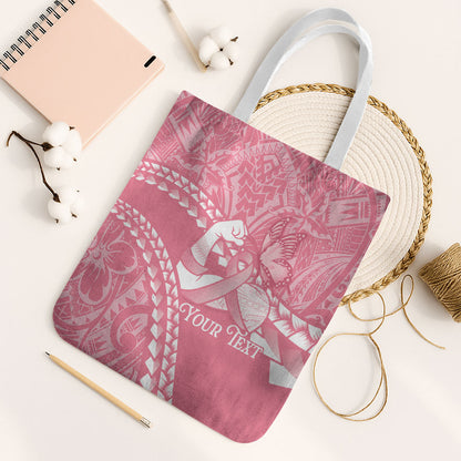 Personalised Polynesia Breast Cancer Support Tote Bag Brave Strong Butterfly Pink Ribbon