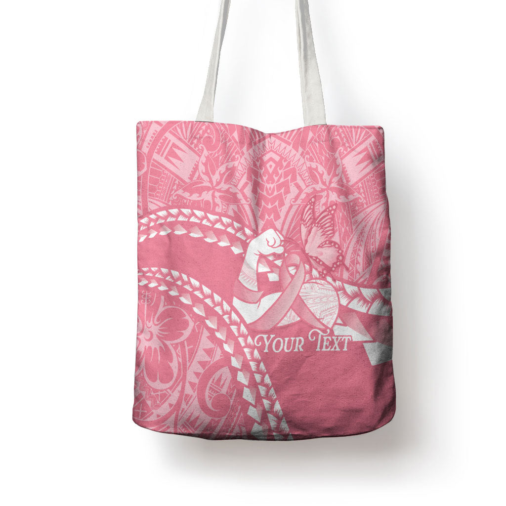 Personalised Polynesia Breast Cancer Support Tote Bag Brave Strong Butterfly Pink Ribbon
