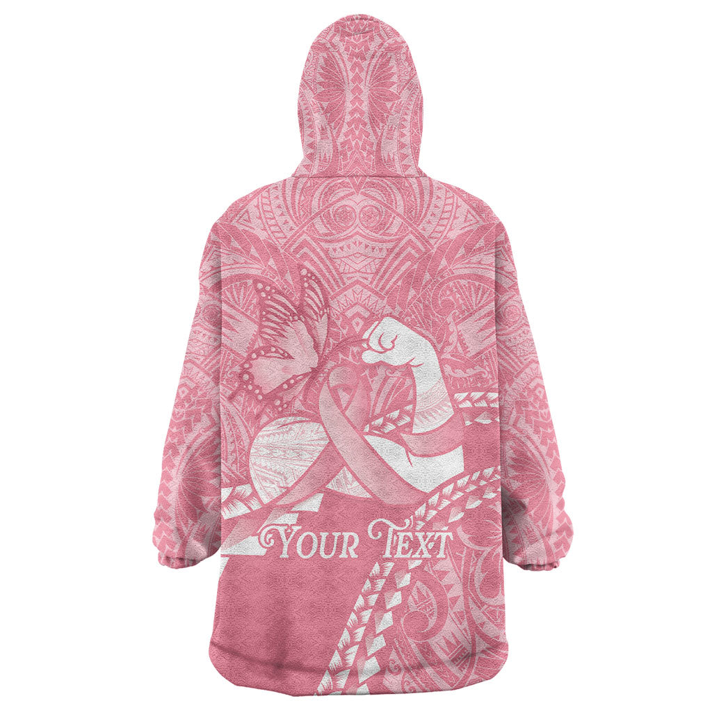 Personalised Polynesia Breast Cancer Support Wearable Blanket Hoodie Brave Strong Butterfly Pink Ribbon