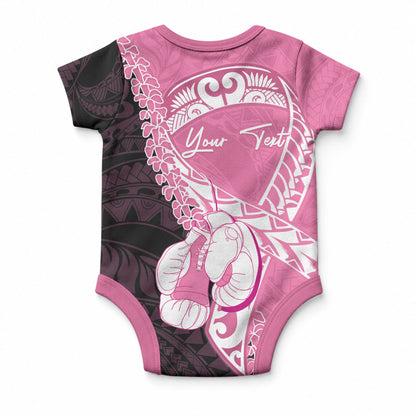 Personalised Polynesia Breast Cancer Support Baby Onesie Fight With Hope Pink Ribbon Boxing Gloves